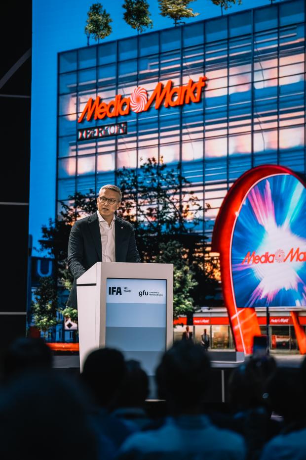 Dr. Karsten Wildberger, CEO von Ceconomy und MediaMarktSaturn, hielt eine Keynote zu den Themen KI, Connectivity, Gaming und Content Creation